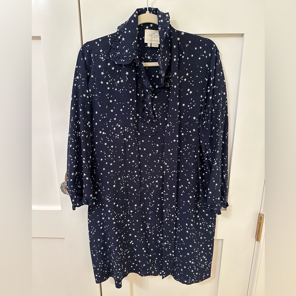 Navy blue with Stars silk Kate Spade dress